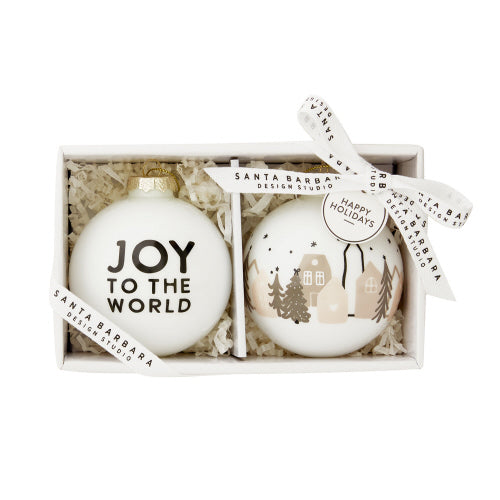 GLASS ORNAMENT SET/2