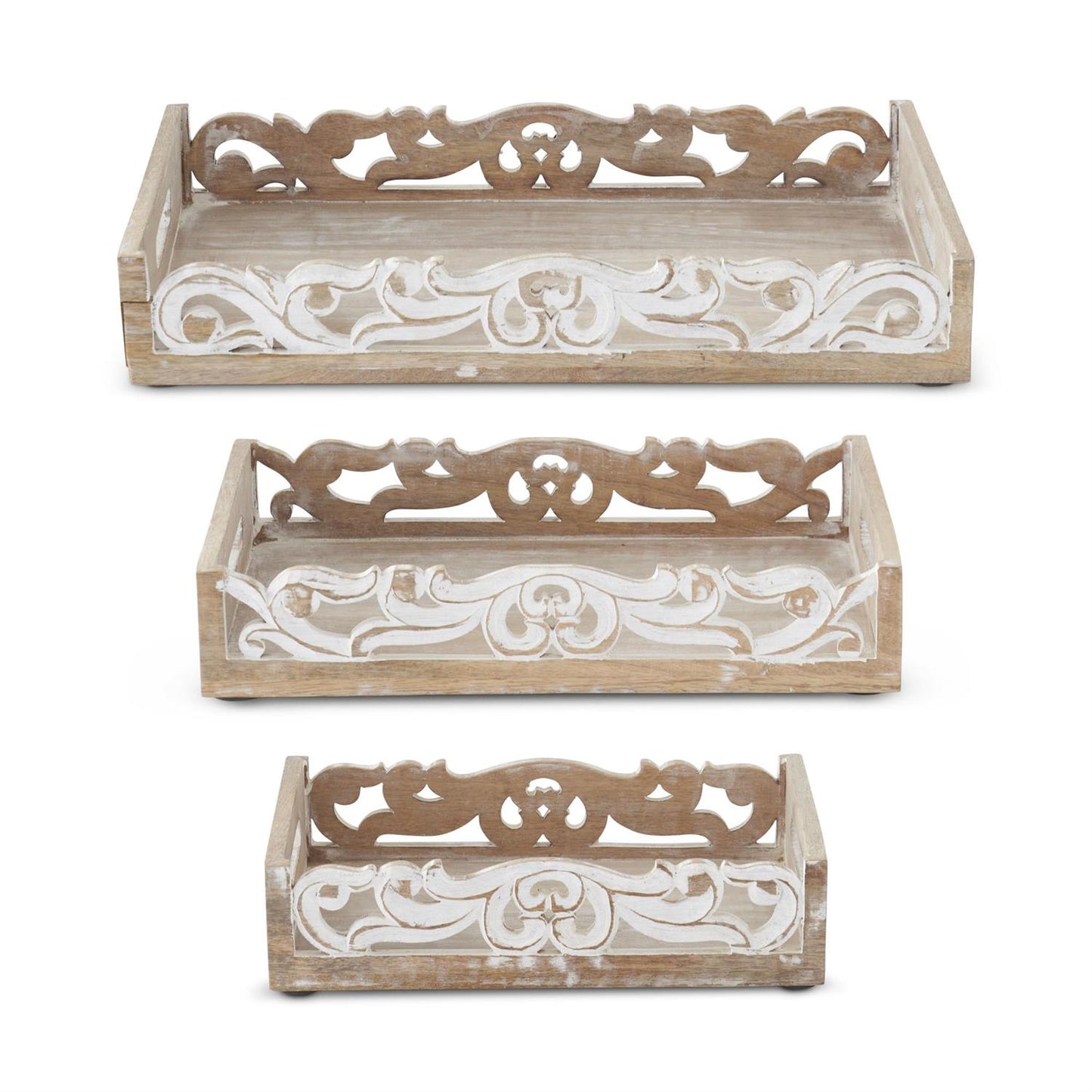 WHITE WASHED SCALLOPED TRAYS