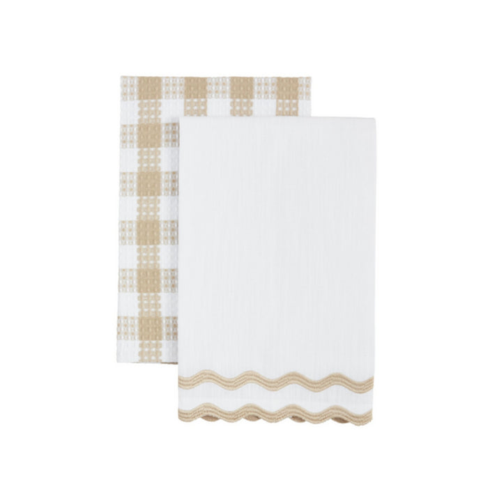 WHITE EMBROIDERD EDGE TOWEL SET