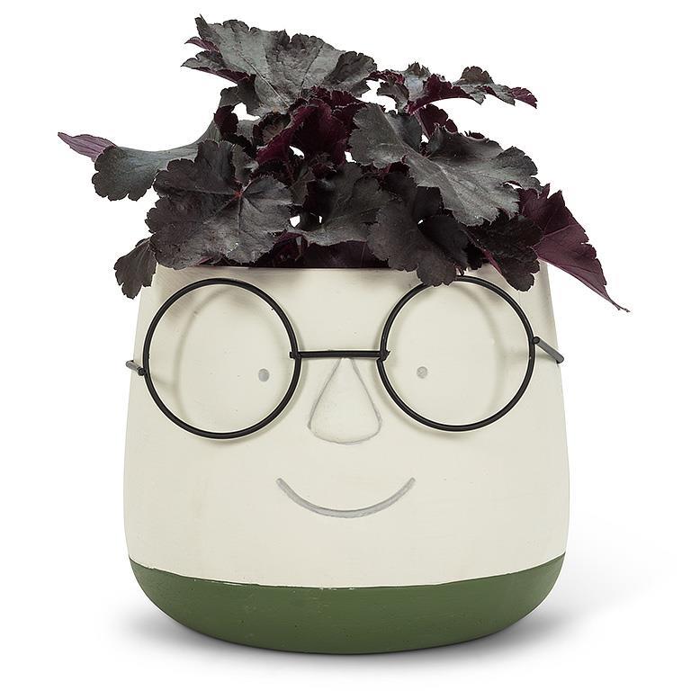 LARGE FACE PLANTER WITH GLASSES