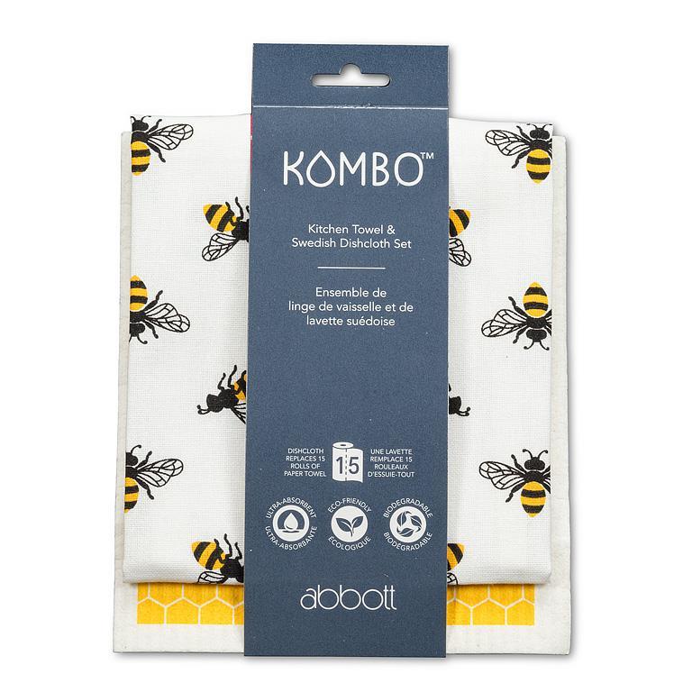 BEE KITCHEN TOWEL & SWEDISH DISHCLOTH SET