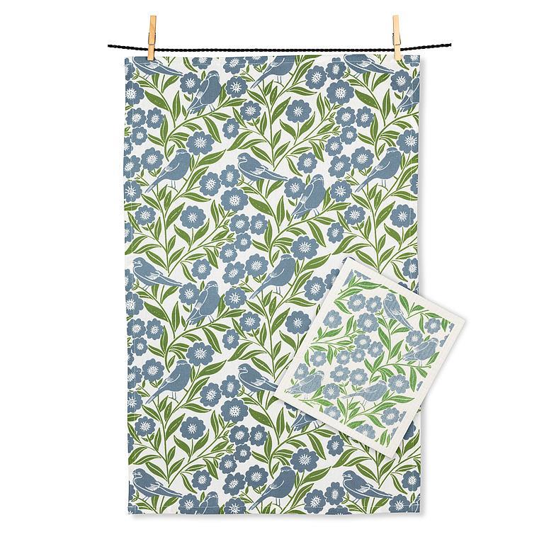 FLORAL KITCHEN TOWEL & SWEDISH DISHCLOTH SET