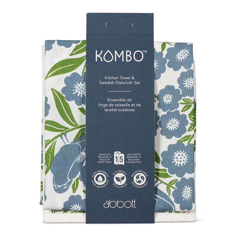 FLORAL KITCHEN TOWEL & SWEDISH DISHCLOTH SET