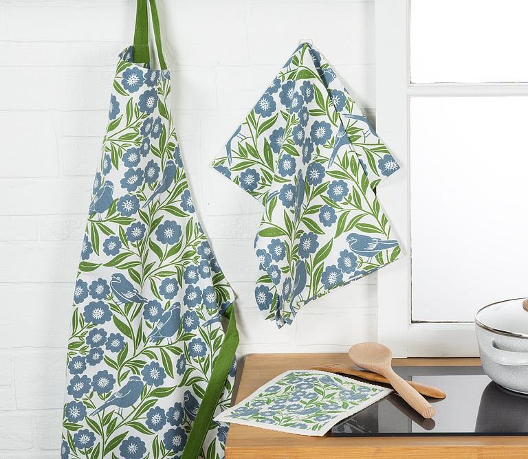 FLORAL KITCHEN TOWEL & SWEDISH DISHCLOTH SET