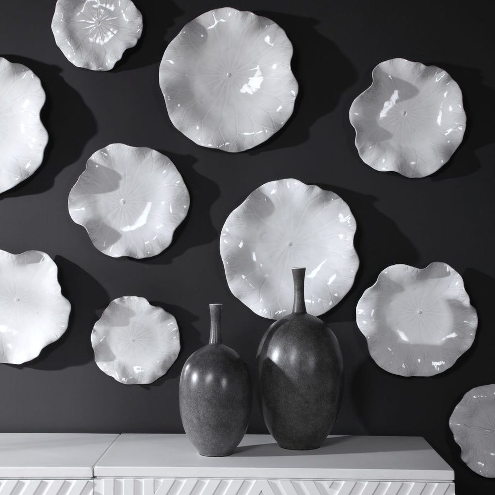 ABELLA CERAMIC WALL DECOR - WHITE S/3