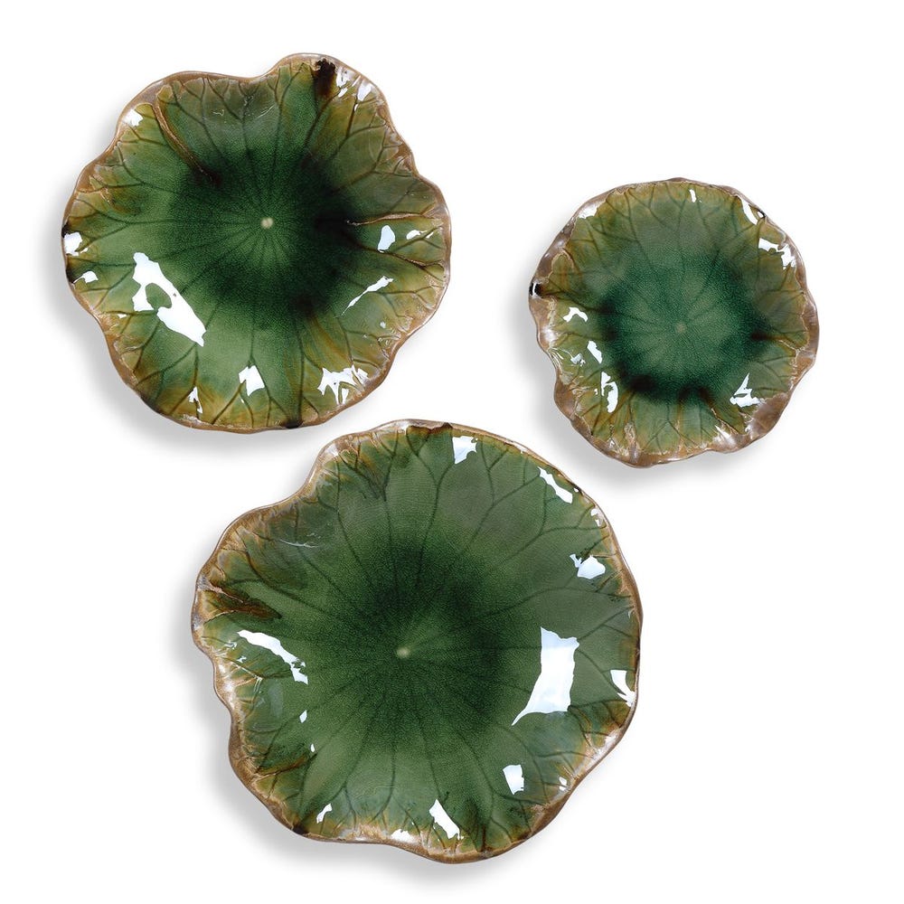 ABELLA CERAMIC WALL DECOR - GREEN S/3