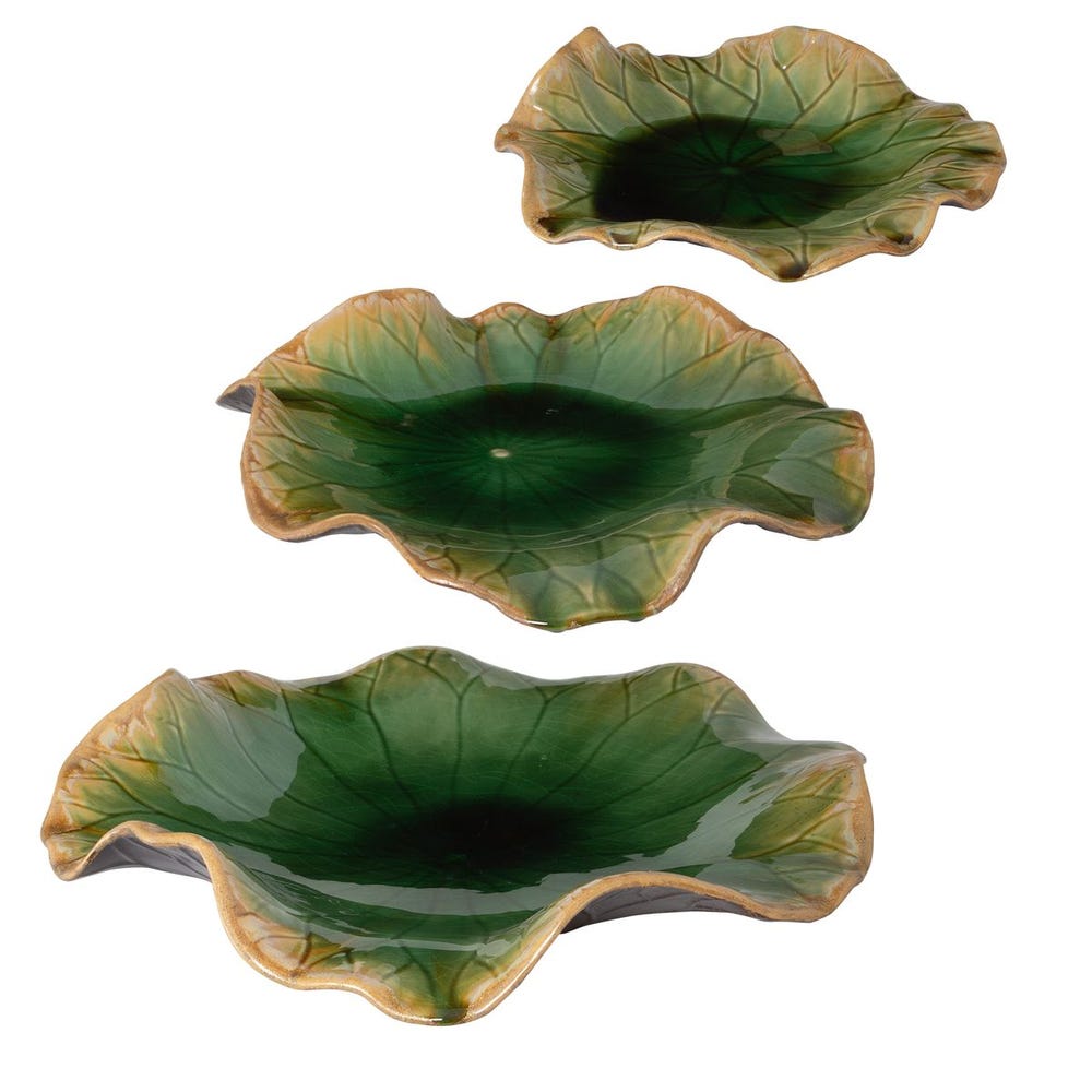 ABELLA CERAMIC WALL DECOR - GREEN S/3
