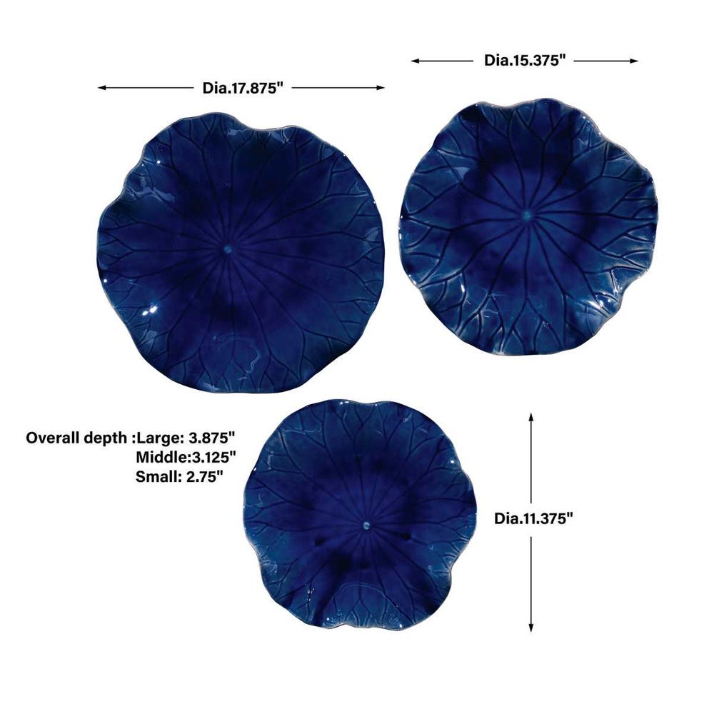 ABELLA CERAMIC WALL DECOR - COBALT S/3