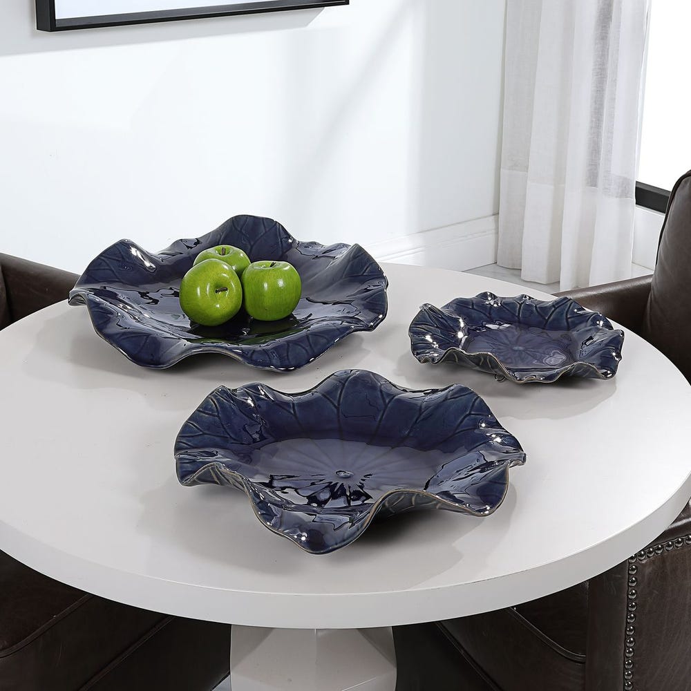 ABELLA CERAMIC WALL DECOR - COBALT S/3