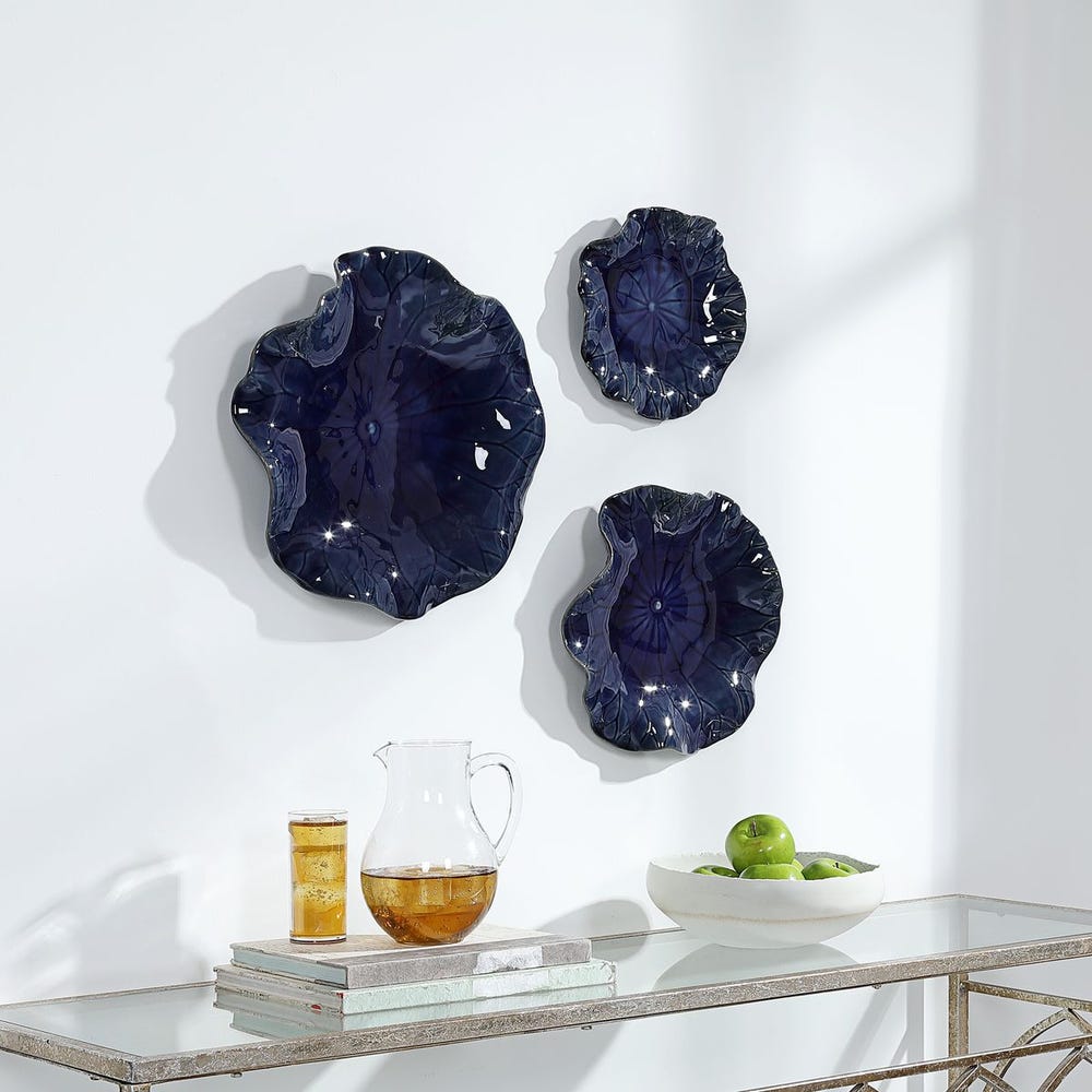 ABELLA CERAMIC WALL DECOR - COBALT S/3