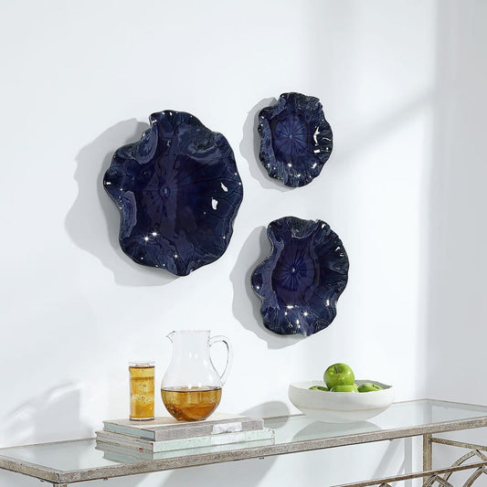 ABELLA CERAMIC WALL DECOR - COBALT S/3