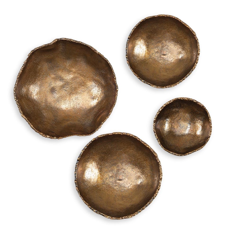 LUCKY COINS METAL WALL DECOR - BRASS S/4