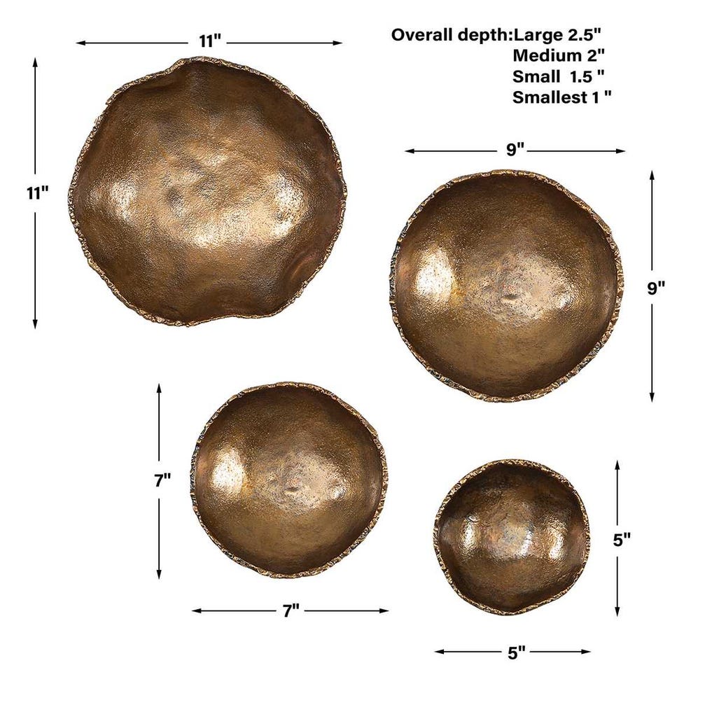 LUCKY COINS METAL WALL DECOR - BRASS S/4