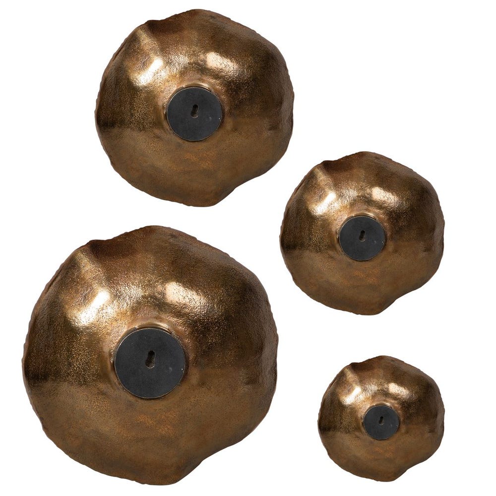 LUCKY COINS METAL WALL DECOR - BRASS S/4