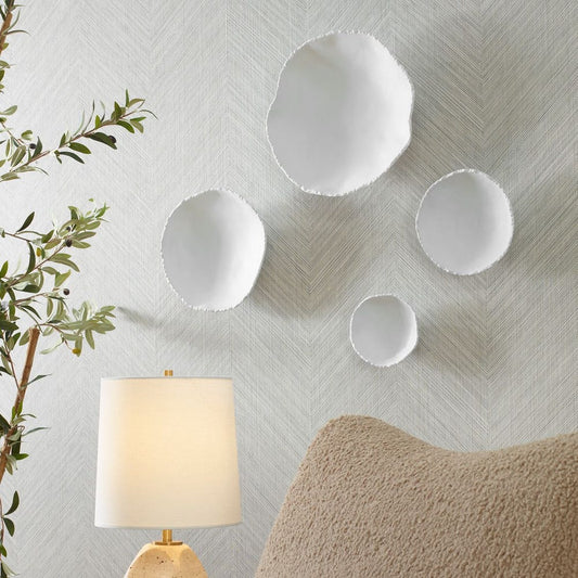 LUCKY COINS METAL WALL DECOR - WHITE S/4