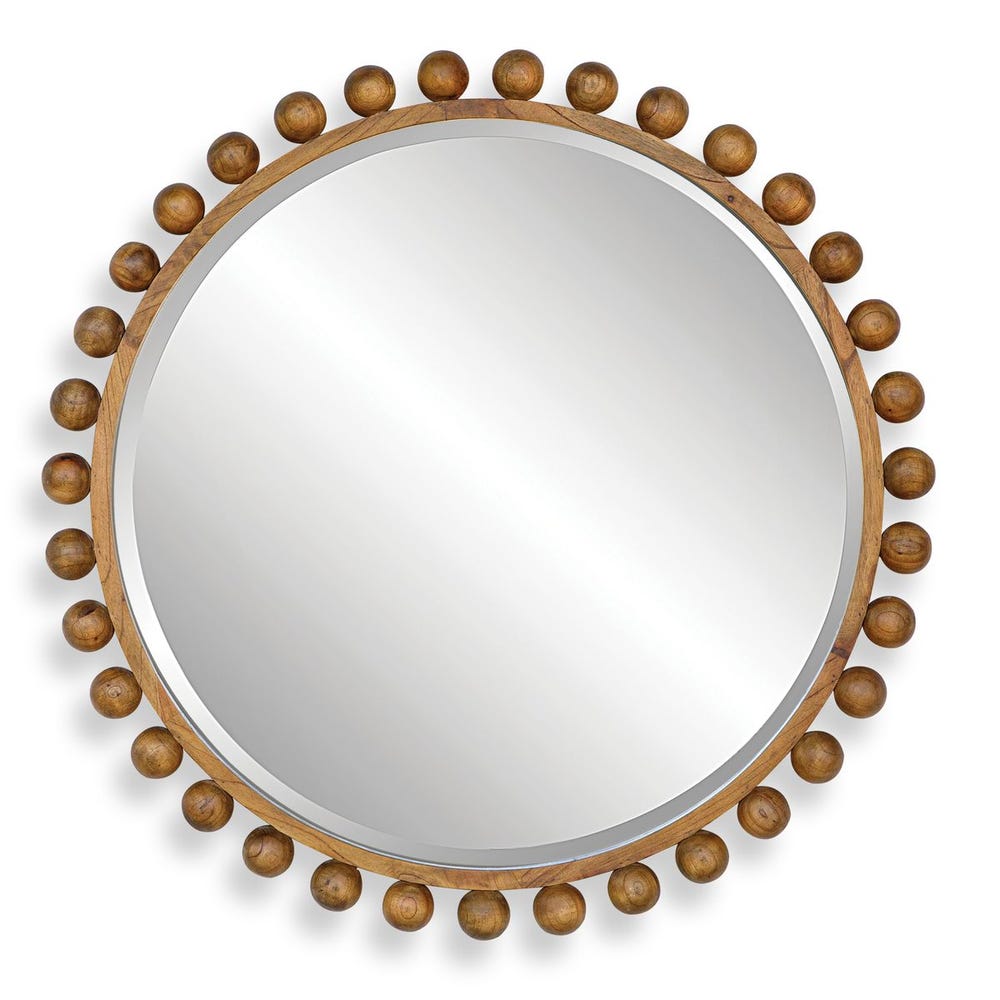 CYRA ROUND MIRROR - WALNUT