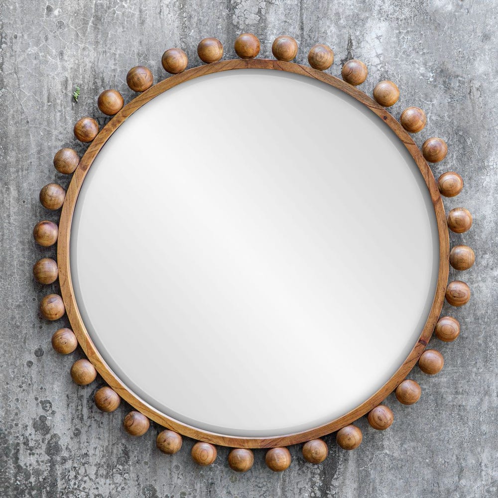 CYRA ROUND MIRROR - WALNUT