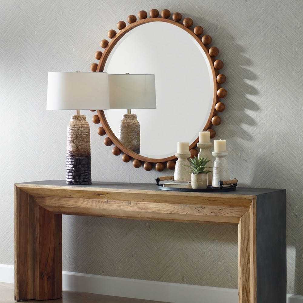 CYRA ROUND MIRROR - WALNUT