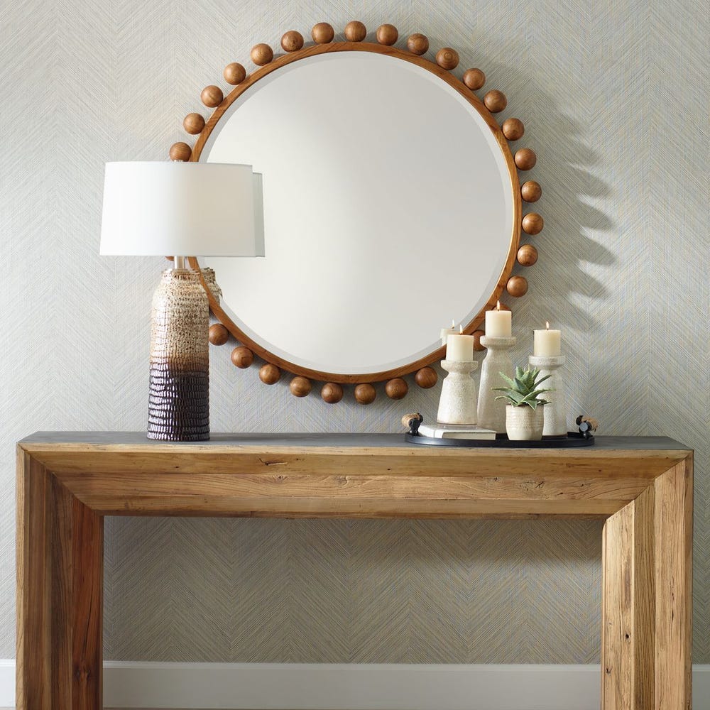 CYRA ROUND MIRROR - WALNUT