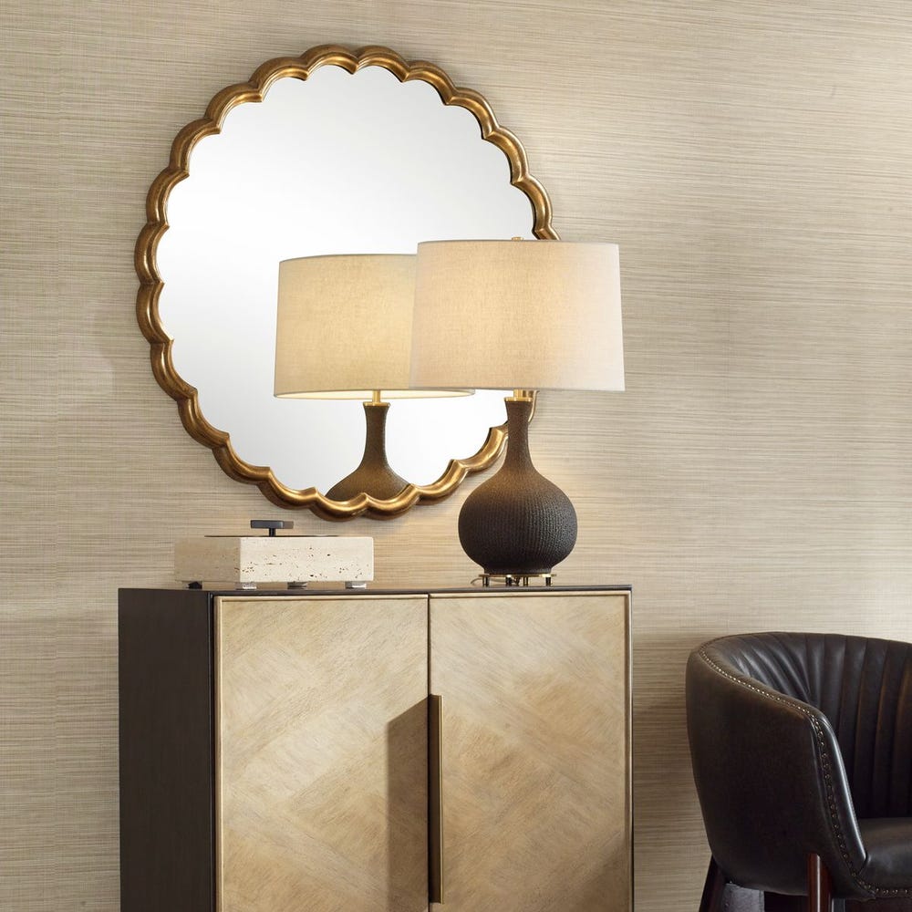 CERRITO ROUND MIRROR - ANTIQUE BRASS