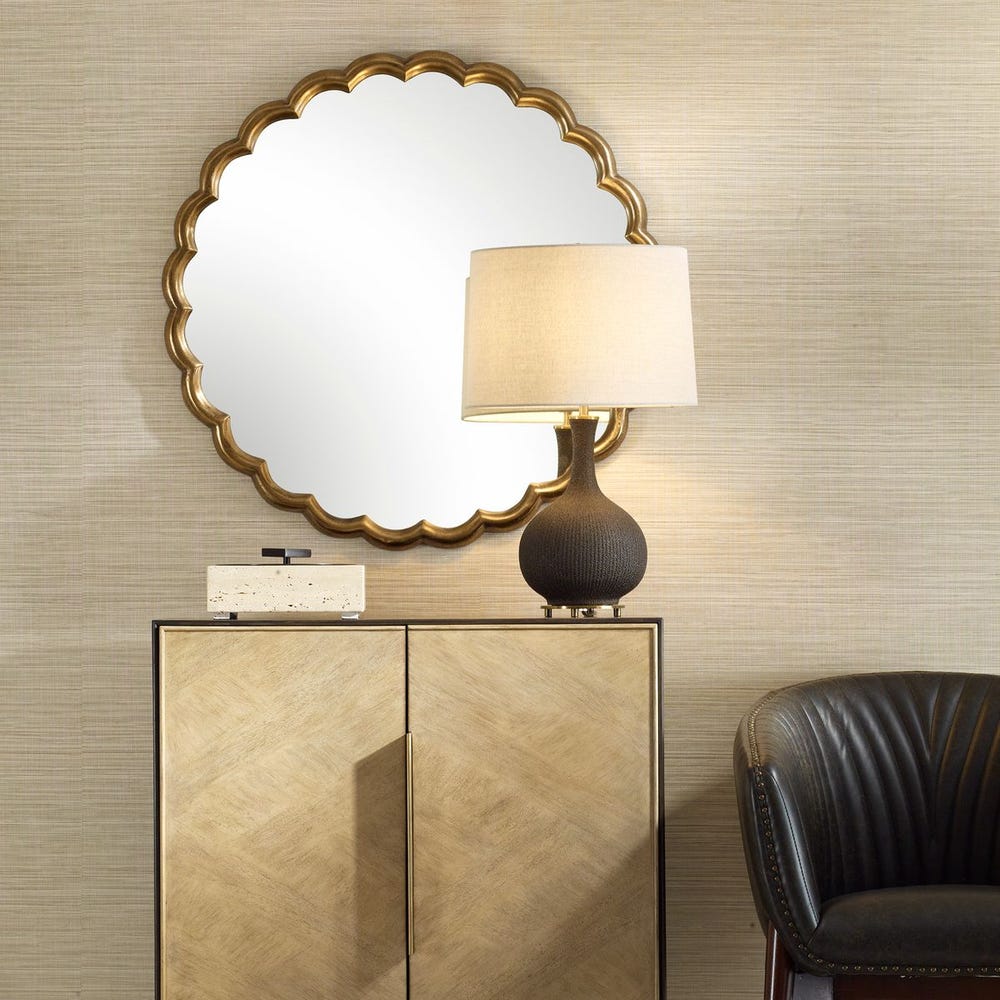 CERRITO ROUND MIRROR - ANTIQUE BRASS