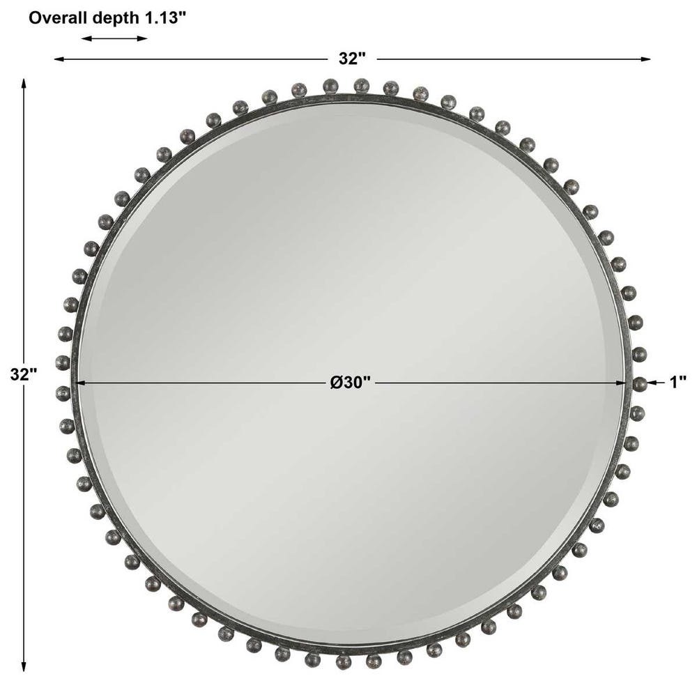 TAZA ROUND MIRROR - DISTRESSED BLACK