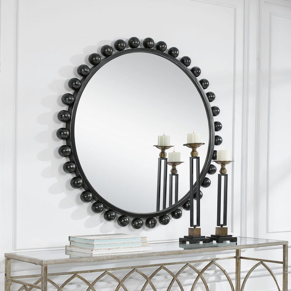 CYRA ROUND MIRROR - BLACK