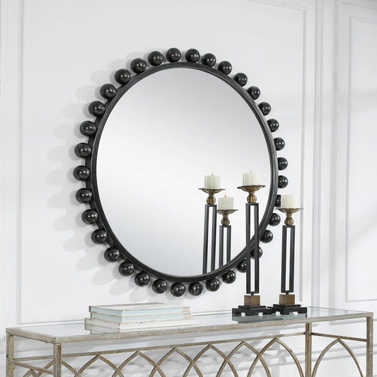 CYRA ROUND MIRROR - BLACK