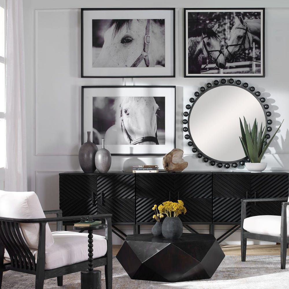 CYRA ROUND MIRROR - BLACK