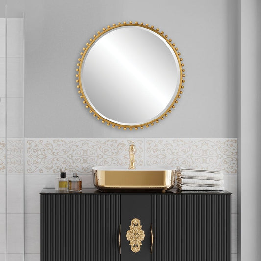 TAZA ROUND MIRROR - GOLD