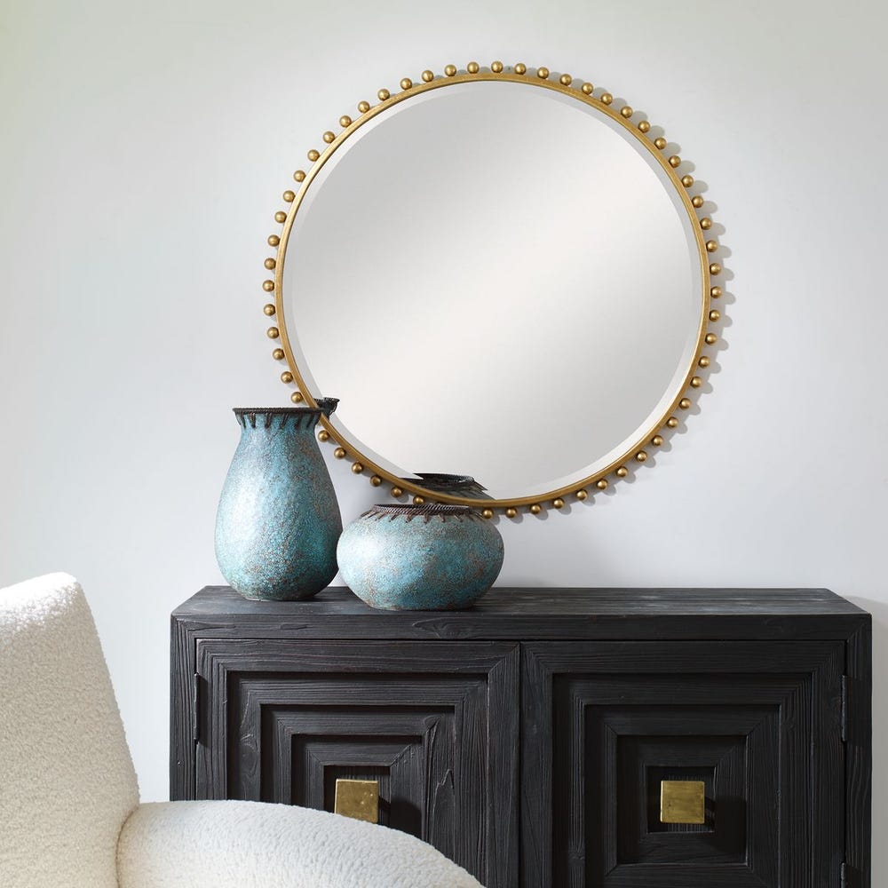 TAZA ROUND MIRROR - GOLD