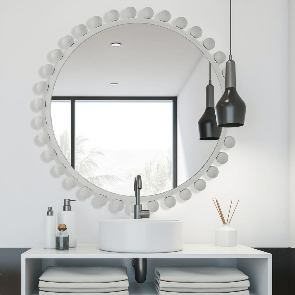CYRA ROUND MIRROR - WHITE