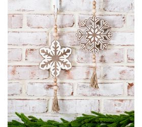 WOOD BEAD SNOWFLAKE ORNAMENT