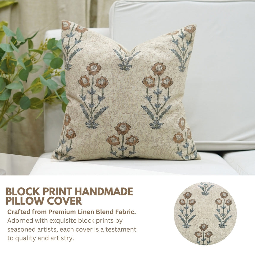AMITABH BLOCK PRINT LINEN PILLOW