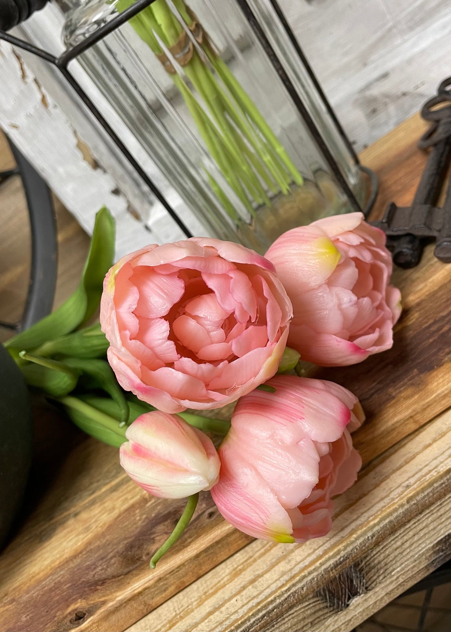 18" PINK FRESH TOUCH PEONY TULIP BUNDLE