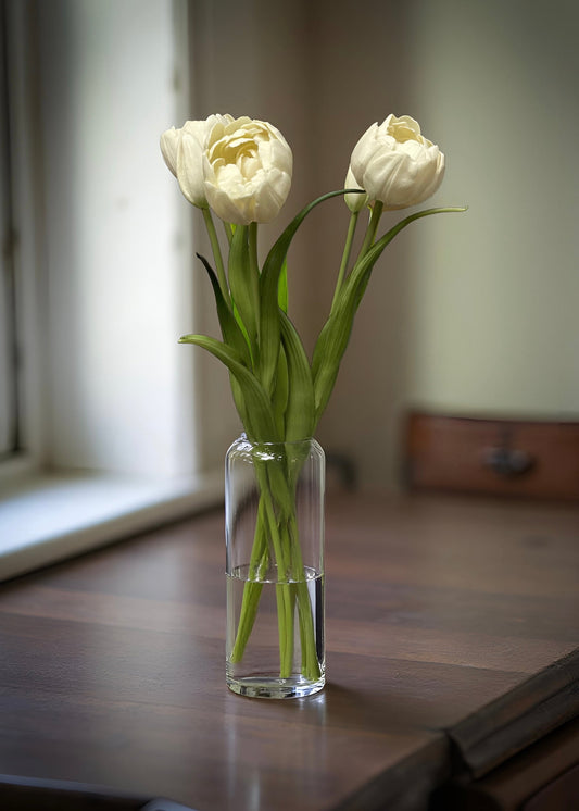 WHITE DOUBLE PEONY TULIP BUNDLE 18"