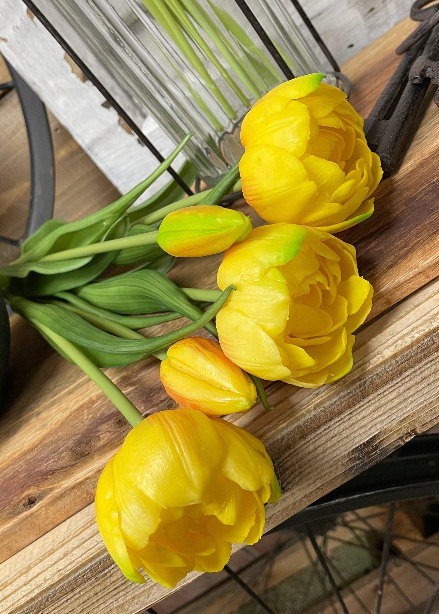 YELLOW DOUBLE PEONY TULIP BUNDLE 18"