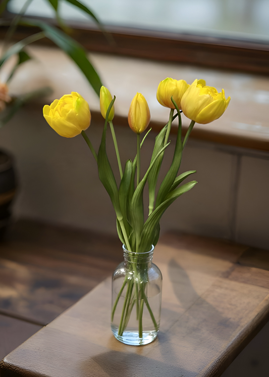 YELLOW DOUBLE PEONY TULIP BUNDLE 18"