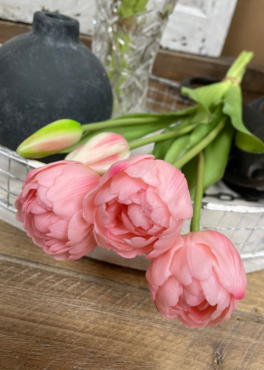 15" PINK FRESH TOUCH PEONY TULIP BUNDLE
