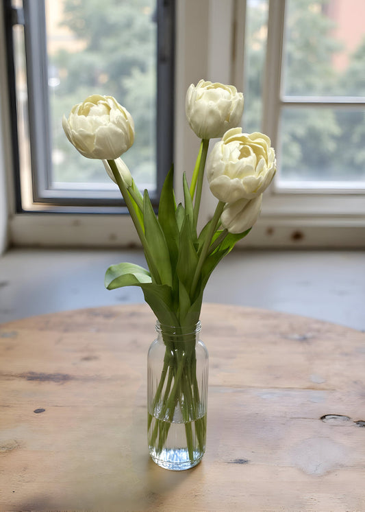 15" WHITE FRESH TOUCH PEONY TULIP BUNDLE