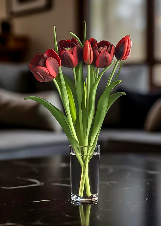 16.5" FRESH TOUCH DEEP RED TULIPS