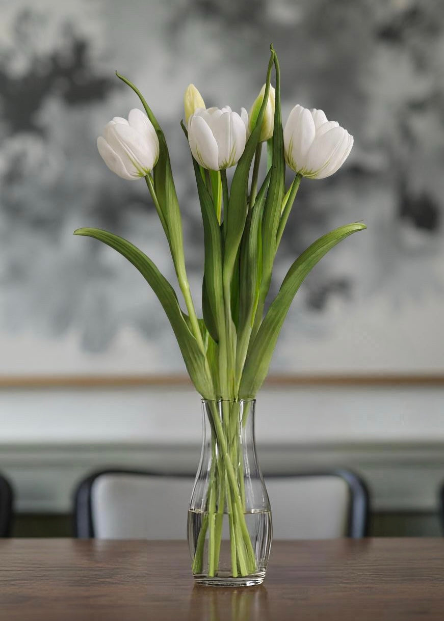 WHITE DOUBLE LATE TULIP BUNDLE 16.5"