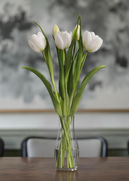 WHITE DOUBLE LATE TULIP BUNDLE 16.5"