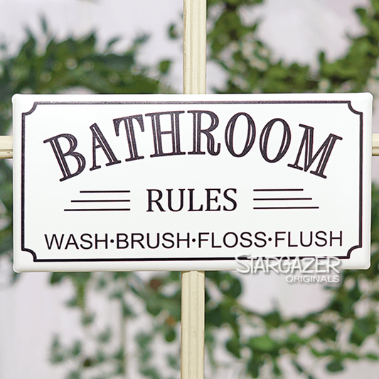 BATHROOM RULES TIN SIGN