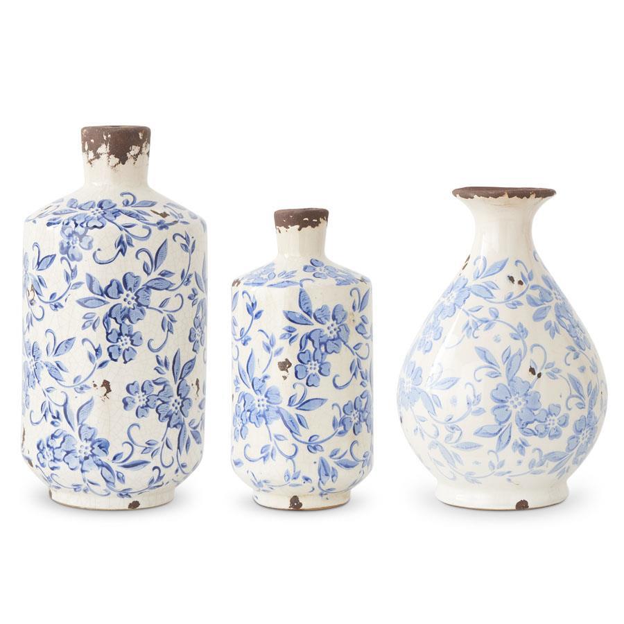 BLUE & WHITE CERAMIC BUD VASE