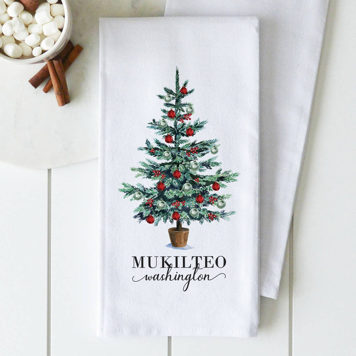 CHRISTMAS TREE GRIMSBY TEA TOWEL