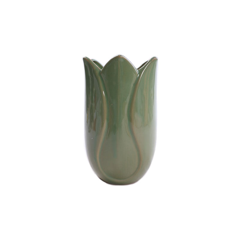 GREEN CERAMIC LEAF VASE