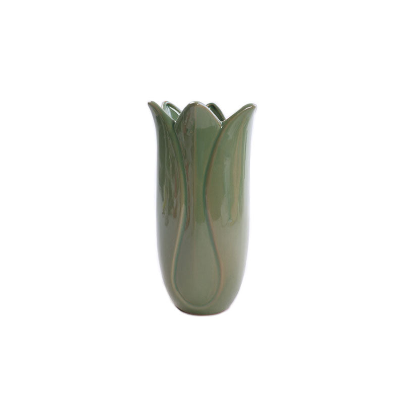GREEN CERAMIC LEAF VASE