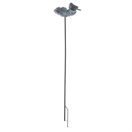 BLUE RESIN FLOWER W/ BIRD GARDEN STAKE