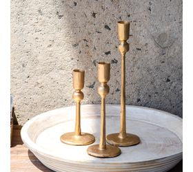 GOLD IRON BALL CANDLE STANDS